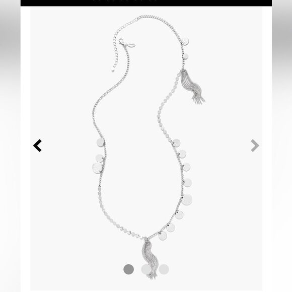 CHICO’s Camryn Single-Strand Necklace metal cubic zirconia, tassel charm - Picture 2 of 8